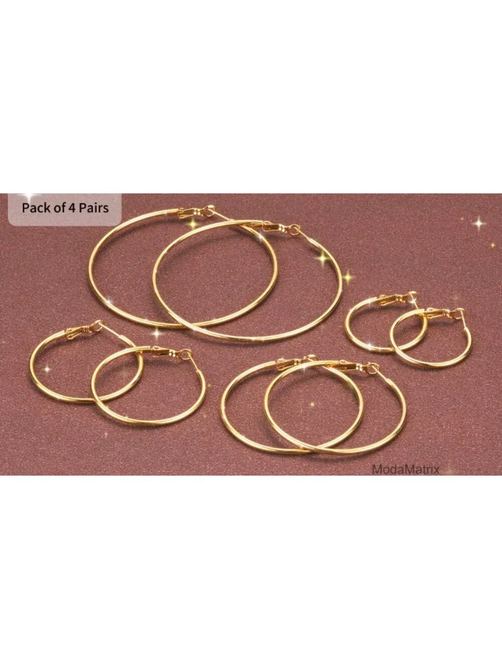 4 Pairs Hypoallergenic 14K Gold Plated Hoop Earrings Set